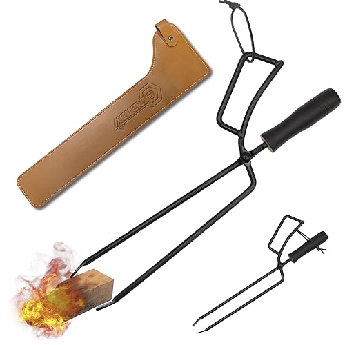 スチール バネ付き CARBABY 薪ばさみ ファイヤープレーストング 炭ばさみ BBQカーボントング バネ付き バーベキュー用 暖炉器具 キャンプ道具 収納カバー付き（スチール）の通販は 5,296円