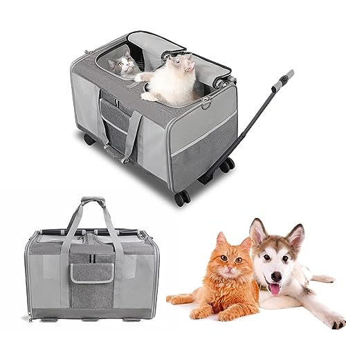 グレー Aikenn 猫 キャリー 2匹用 キャリーバッグ 折りたたみ 通気性 耐久性 リュック 軽量 持ち運び 旅行 通院 ペット用品 (グレー) (グレー)の通販は