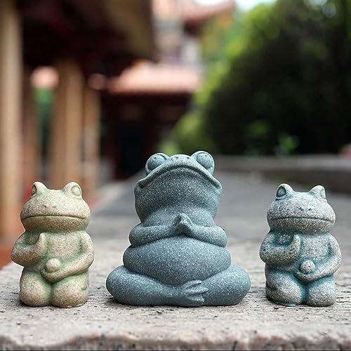 RemeeHi カエルお地蔵さんセット癒し可愛い小型置物祈りお地蔵様おじぞうさま守り神みかげ石 幸せ願い縁の良いおきもお かわいい御影石 神仏像の通販は