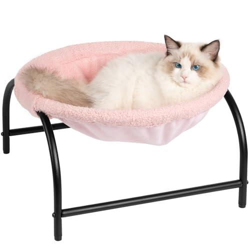 M+テディフリース_ピンク JUNSPOW 猫ベッド 猫ハンモック 自立式犬猫用ベッド 猫寝床 ネコベッド 猫用品 ペット用品 丸洗い 安定な構造 取り外し可能 組立簡単 室内 戸外 - 粉の色