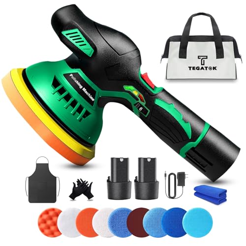 Tegatok ポリッシャー 150mm充電式ポリッシャー 6段変速 ダブルアクションポリッシャー 軽量電動ポリッシャー 大容量バッテリー2個・充電器・収納バック付き パワー表示付きコードレス ポリッシャー イージーポリッシュ 【車磨き 家庭用 艶出し 傷消し】の通販は 9,497円