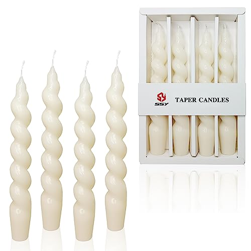 7.5Inch_ホワイト 手作りらせん状のテーパーキャンドル 蝋燭 カラーグラデーション キャンドル 人気 ろうそく 結婚式 家居裝飾 無香気 ロウソク 4個入り (7.5Inch， White)の通販は 5,220円