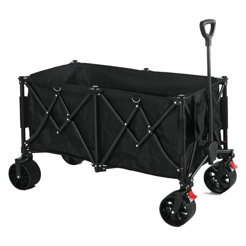 DRASOUL 大型タイヤ ブレーキ付き キャリーワゴン 大容量 260L 驚くほどコンパクト 耐荷重150kg 軽量 ワンタッチ収束型 自立収納 静音 ア