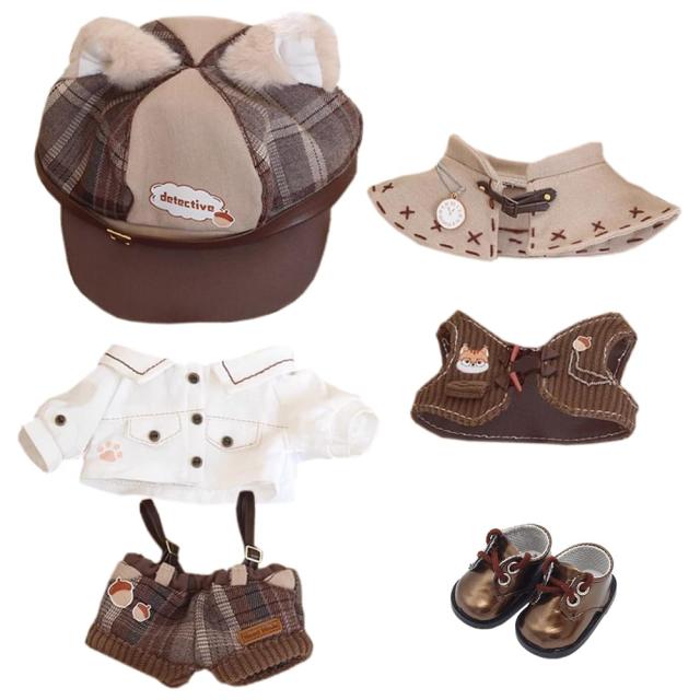20cm niannyyhouse 10cm 15cm 20cm ぬいぐるみ 服 帽子 ワイシャツ 吊りズボン ショール ベスト 革靴 ヴィンテージ探偵スーツ 綿人形 着せ替え アクセサリー (20cm)の通販は 5,551円