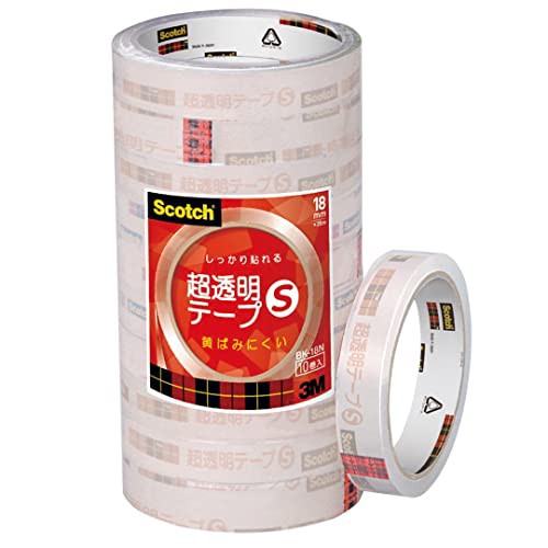 3M スコッチ 超透明テープS 10巻パック 18mm×35m 大巻 BK-18N - 梱包資材