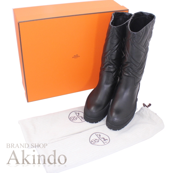 【新品】エルメス ロングブーツ フジ エクスリブリス 黒 ブラック #36 1/2 HERMES レディース プレゼント ギフト ブランド ギフト 人気 おしゃれ ブランド プレゼント ウィンター 秋冬_10