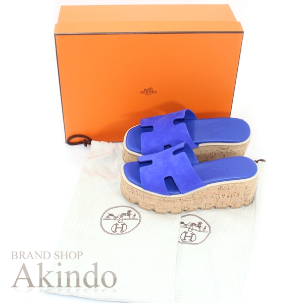 【新品】エルメス サンダル エズ コルク レザー 青 ブルー #35 サイズ HERMES レディース プレゼント ギフト_7