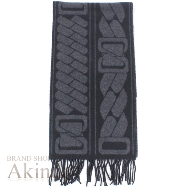 【新品】エルメス マフラー クリック・セ・ヌエ 黒 ブラック グレー フリンジ カシミア 100% メンズ レディース HERMES ギフト 人気 おしゃれ かわいい ブランド プレゼント ウィンター 秋冬_2