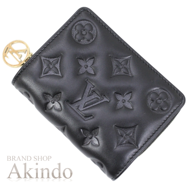 【新品・未使用】ルイヴィトン 二つ折り財布 ポルトフォイユ・ルー クッサン ラムレザー 黒 ブラック M81599 LOUIS VUITTON レディース コンパクト ビトン ブランド ギフト プレゼント コインケース 小銭入れ 2つ折り