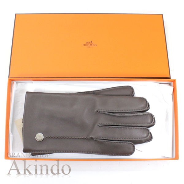 新品】エルメス グローブ 手袋 レディース サイズ ＃7.5 グレー クルー