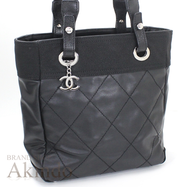 【新品・未使用】シャネル バッグ パリビアリッツ トートPM 黒 ブラック PVC コーティングキャンバス ナイロン レザー シルバー金具 軽量 CHANEL トートバッグ ココマーク A34208 便利 ブランド 定番 人気 プレゼント ギフト