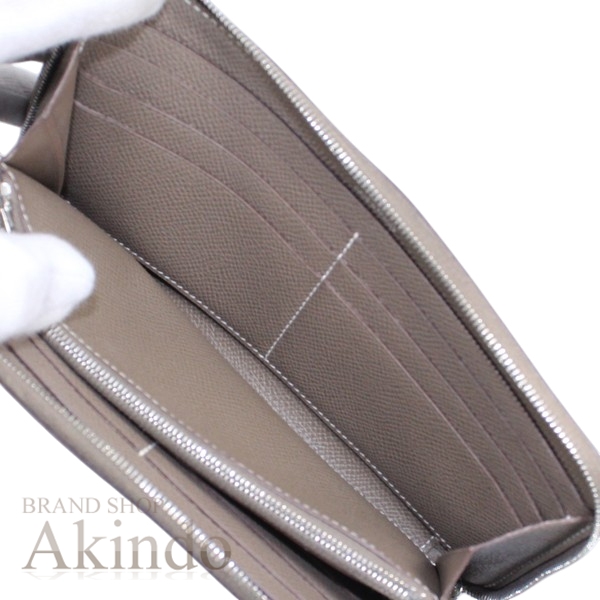 エルメス 長財布 アザップロング クラシック オールレザー エトゥープ ラウンドファスナー ジップアラウンド エプソン メンズ レディース HERMES ロングウォレット プレゼント ギフト ブランド 人気 エレガント セレブ