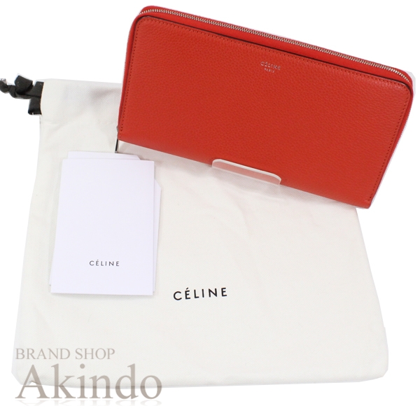 未使用】セリーヌ 長財布 ラウンドファスナー ジップドウォレット グレ  