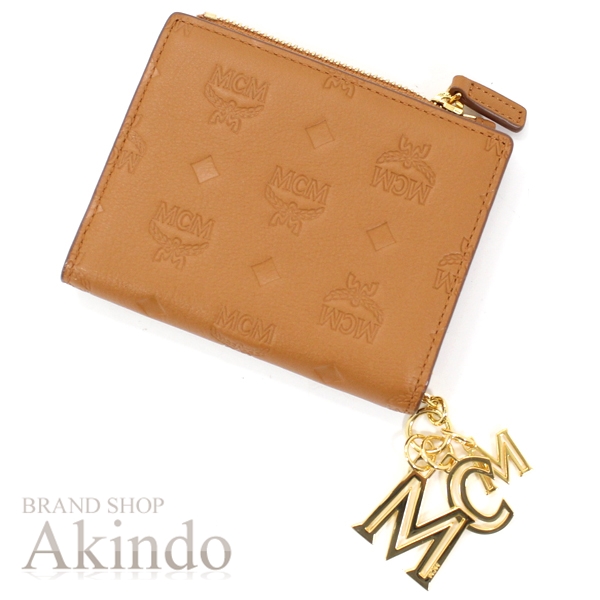新品】MCM エムシーエム 財布 二つ折り財布 ゴールドMCMチャーム