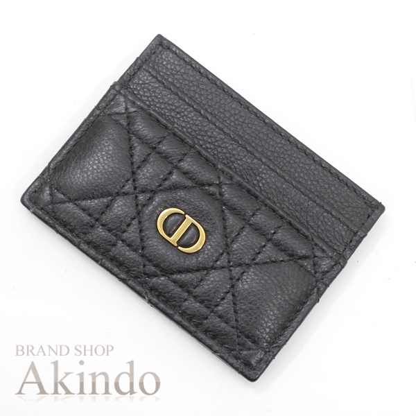 【新品・未使用】クリスチャン ディオール カードケース 黒 ブラック レザー カーフ カロ フリージア カードホルダー 薄 レディース カード入れ パスケース Suica ICカード Christian Dior 薄型 コンパクト