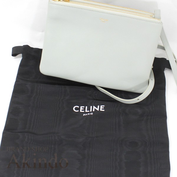 【新品同様】セリーヌ ショルダーバッグ トリオ スモール ラムスキン レザー 本革 レディース 192033 CELINE ミニ 3ファスナー 便利 ブラ