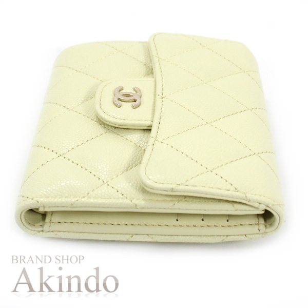 新品】シャネル 三つ折り財布 マトラッセ レザー キャビアスキン