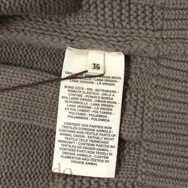 【新品】エルメス カーディガン Hモチーフ Vネック レディース サイズ36 #36 HERMES ウール100% グレー エトゥープ HERMES トップス ニット 《H》モチーフ