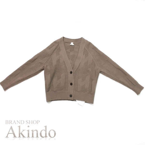 【新品】エルメス カーディガン Hモチーフ Vネック レディース サイズ36 #36 HERMES ウール100% グレー エトゥープ HERMES トップス ニット 《H》モチーフ