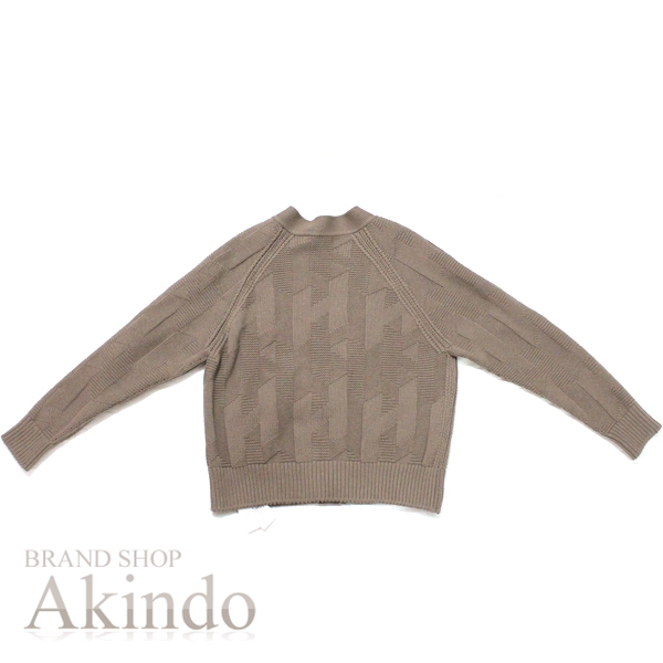 【新品】エルメス カーディガン Hモチーフ Vネック レディース サイズ36 #36 HERMES ウール100% グレー エトゥープ HERMES トップス ニット 《H》モチーフ