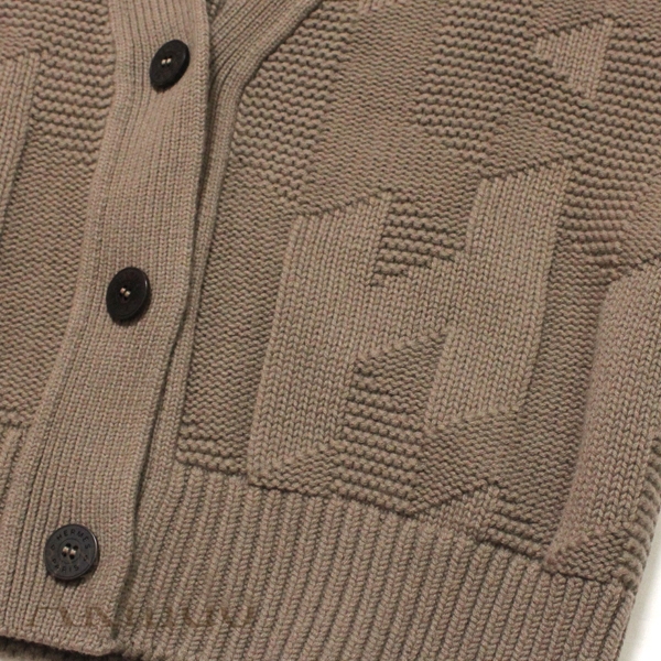 【新品】エルメス カーディガン Hモチーフ Vネック レディース サイズ36 #36 HERMES ウール100% グレー エトゥープ HERMES トップス ニット 《H》モチーフ