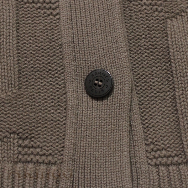 【新品】エルメス カーディガン Hモチーフ Vネック レディース サイズ36 #36 HERMES ウール100% グレー エトゥープ HERMES トップス ニット 《H》モチーフ