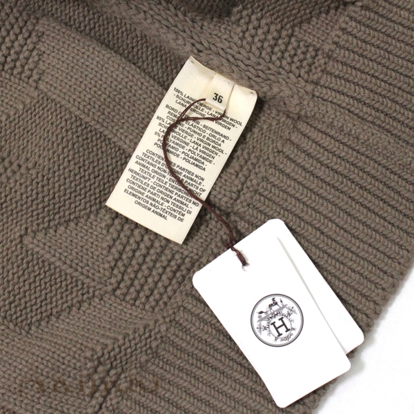 【新品】エルメス カーディガン Hモチーフ Vネック レディース サイズ36 #36 HERMES ウール100% グレー エトゥープ HERMES トップス ニット 《H》モチーフ