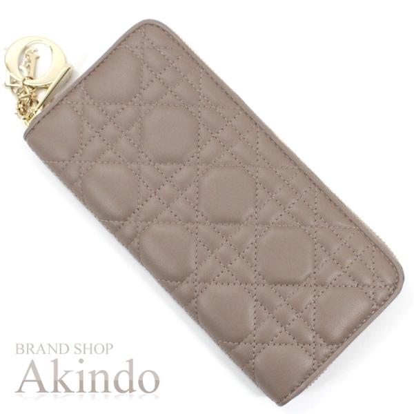 ディオール Dior 長財布 カナージュ ラムスキン Lady Dior