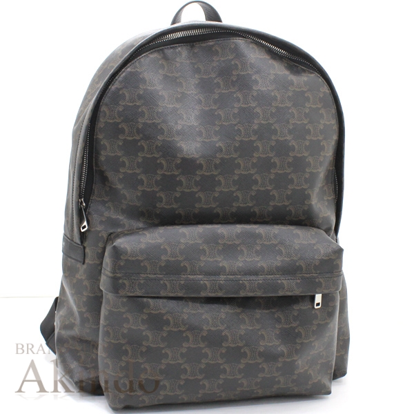 【新品同様】セリーヌ バックパック トリオンフ キャンバス A4 CELINE ブラック ブラウン 黒茶 リュックサック メンズ 188382BOV ファスナー 軽量 クール エレガント ファッション オシャレ 人気 プレゼント ギフト
