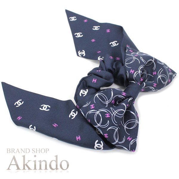 新品】シャネル シュシュ シルク リボン ヘアアクセ ココマーク