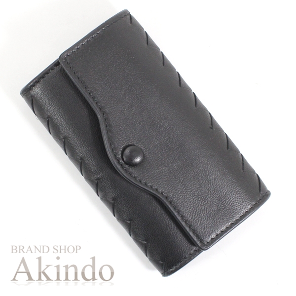 BOTTEGA VENETA ボッテガヴェネタ 6連 キーケース イントレチャートxカーフ 黒 レザー メンズ レディース おしゃれ 鍵入れ ホック式 スマート プレゼント ブランド