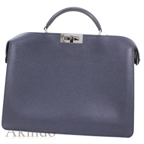 フェンディ ハンドバッグ メンズ ピーカブー アイシーユー ブリーフケース A4 レザー 本革 紺 ネイビー 7VA529 FENDI ビジネス ブランド 人気 プレゼント カバン 仕事