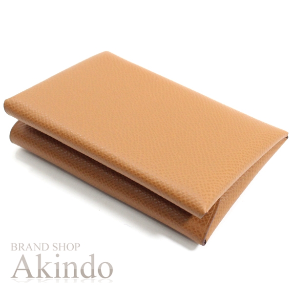 新品】エルメス カードケース コインケース 財布 カルヴィ デュオ 茶 