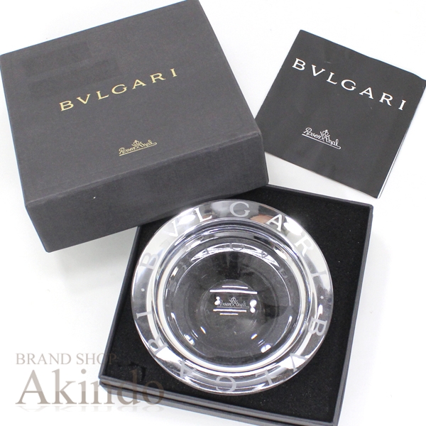 【未使用】BVLGARI ブルガリ ローゼンタール 灰皿 12cm アッシュトレイ インテリア ラージ クリスタルガラス 丸型