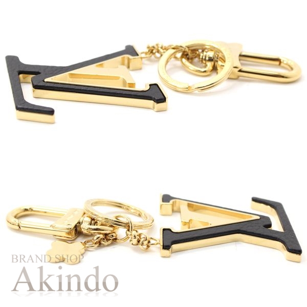 ルイヴィトン キーホルダー バッグチャーム ポルトクレLVカプシーヌ キーリング レザー LVイニシャル サンチュール ブラック ゴールド メンズ レディース M63080_2