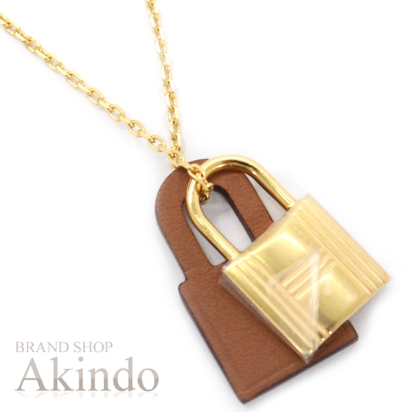 【新品・未使用】エルメス ネックレス オーケリーPM カデナ パドロック ペンダント ゴールド 茶 ブラウン スイフト レザー 本革 レディース HERMES おしゃれ アクセサリーの通販は