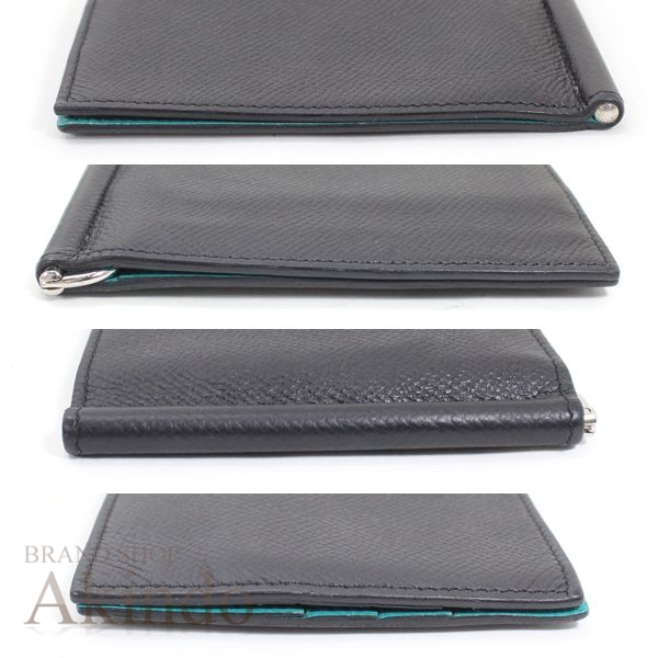 エルメス 二つ折り財布 マネークリップ付き HERMES ポーカーGM 黒
