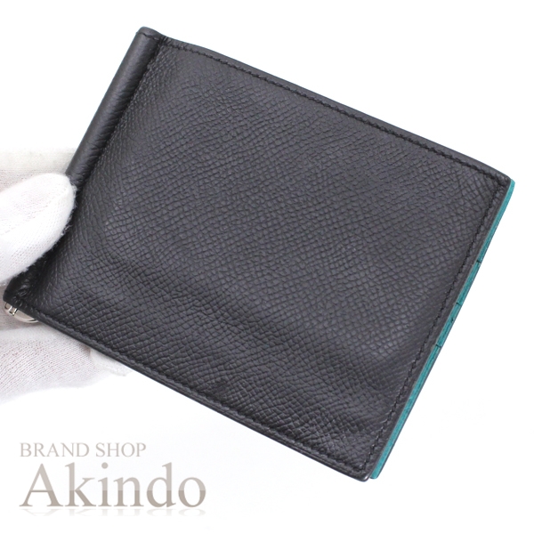 HERMES マネークリップ ポーカーGM ブラック ヴォーエプソン エルメス 二つ折り財布 マネークリップ付き HERMES ポーカーGM 黒