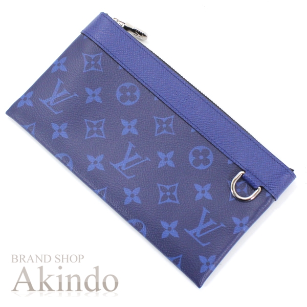 【新品同様】ルイヴィトン ミニ クラッチバッグ ポーチ 長財布 モノグラム タイガラマ スマホ入れ ポシェット・ディスカバリーPM 青 ブルー コバルト カードポケット付き メンズ M30278 LOUIS VUITTON ビトン