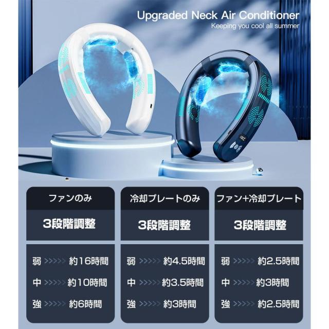ネッククーラー 首掛け 3つ冷却プレート 6000mAh大容量 羽なし 首かけクーラー 静音 携帯 暑さ対策 ひんやり 首を冷やす グッズ