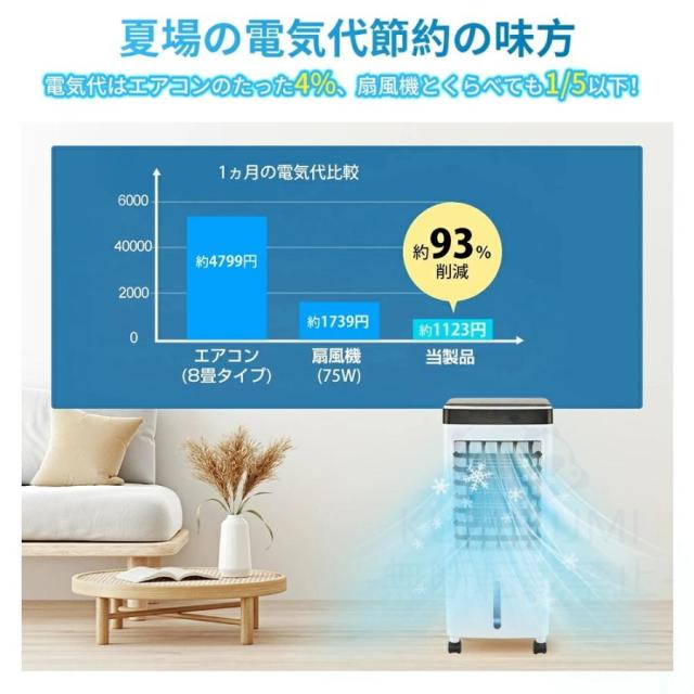 冷風機 強力 扇風機 サーキュレーター 羽なし 空気清浄機 冷風扇 一台四役 自動首振り 10L大容量 涼しい 移動式エアコン リビング 静音 小型 業務用 安い 人気_10
