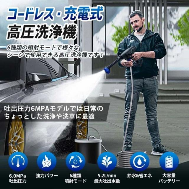 高圧洗浄機 コードレス 充電式 マキタバッテリー対応 大容量バッテリー