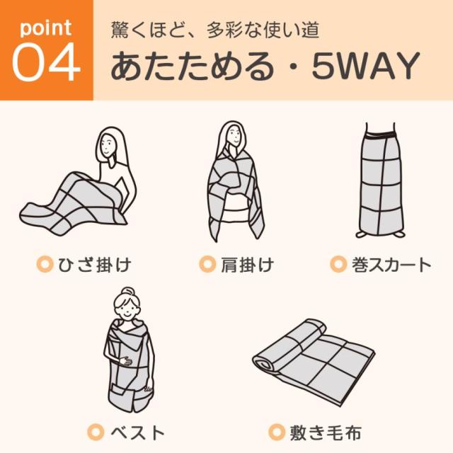 電気毛布 電気ひざ掛け 5WAY仕様 8箇所発熱 3段階温度調節 掛け着る両用 電気ブランケット裏起毛肌触りがいい 丸洗い可USB給電 防寒対策 モバイルバッテリー付き_9