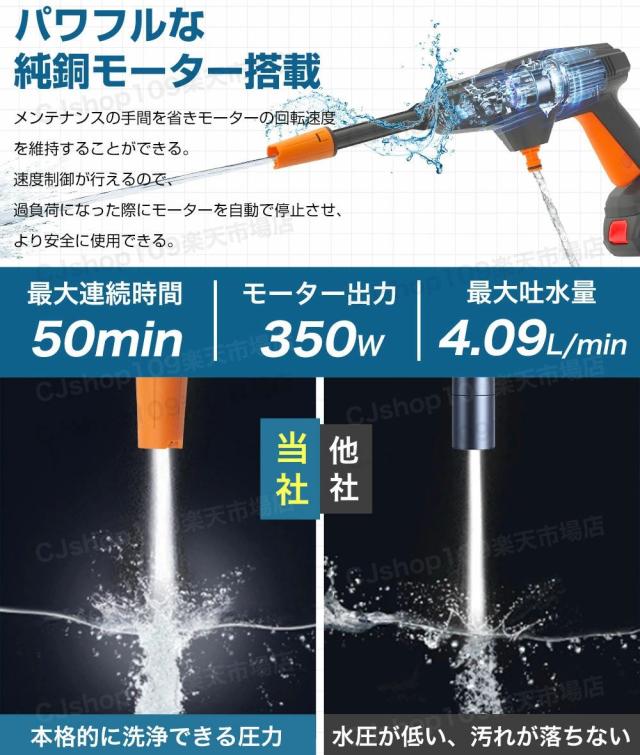 高圧洗浄機 軽量 コードレス 充電式 洗車 コンパクト 家庭用 高圧洗浄 