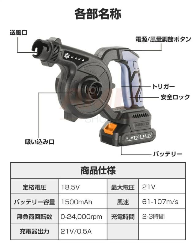 3段階調節 充電式 ブロワー 残量表示 18.5Vバッテリ一2個付き マキタ交換対応 電動 コードレス ブロワー 小型 集塵機 ミニ 庭掃除 洗車 園芸設備 充電式ブロワ 充電器付き 充電式ブロワ セット 送風 エアー 落ち葉 清掃 集塵 一機多用_12