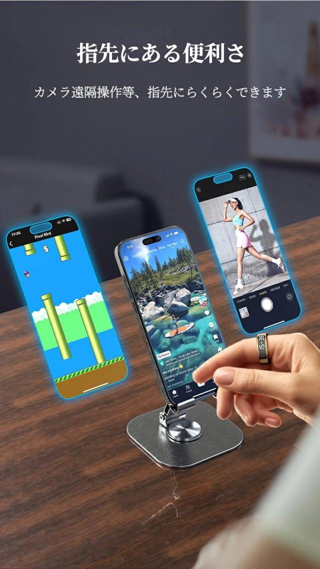 スマートリング 液晶表示 タッチ操作 健康管理 活動量計 睡眠記録 運動記録 血中酸素 防水 生理周期管理 スマート指輪 フィットネス指輪 USB磁気充電 iPhone/Android対応 男女兼用_5