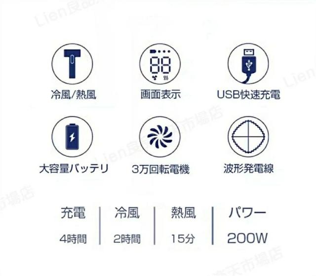 ドライヤー キャンプ ドライヤー 充電式 ドライヤー 大風量 コートレス 速乾 イオンドライヤー 速乾ドライヤー コンパクト スピーディ ハイパワー ヘアケア 軽量 イオン サロン 静電気除去 低騒音 髪質改善 母の日_4