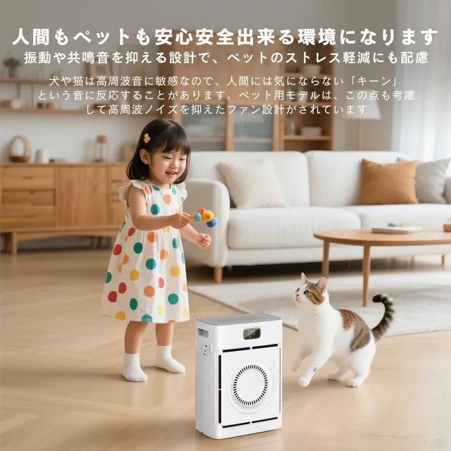 2025年7月新モデル！ペット用空気清浄機 猫 犬 多頭飼い 浮毛 吸引 脱臭 アンモニア除去 花粉 PM2.5対応 静音 スリープモード HEPA搭載 20畳対応 竹炭フィルター  遠隔操作可能_4