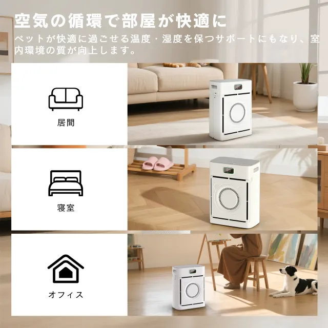 2025年7月新モデル！ペット用空気清浄機 猫 犬 多頭飼い 浮毛 吸引 脱臭 アンモニア除去 花粉 PM2.5対応 静音 スリープモード HEPA搭載 20畳対応 竹炭フィルター  遠隔操作可能_6
