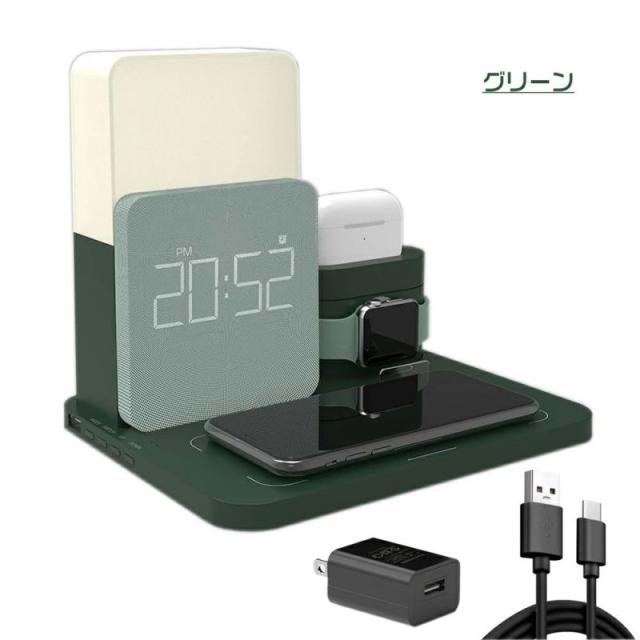 ワイヤレス充電器 無線充電器 6in1 10W充電 充電ステーション 多機能充電器 iphone充電器 置くだけ 置くだけ充電器 マルチ充電器 充電ド_6